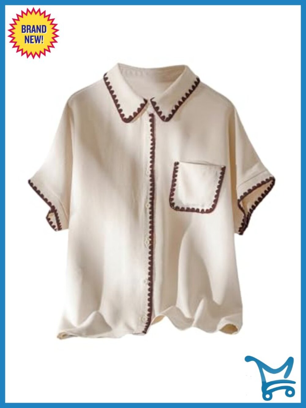 Plus Size Dressy Blouse Short Sleeve Button-Down Work Top